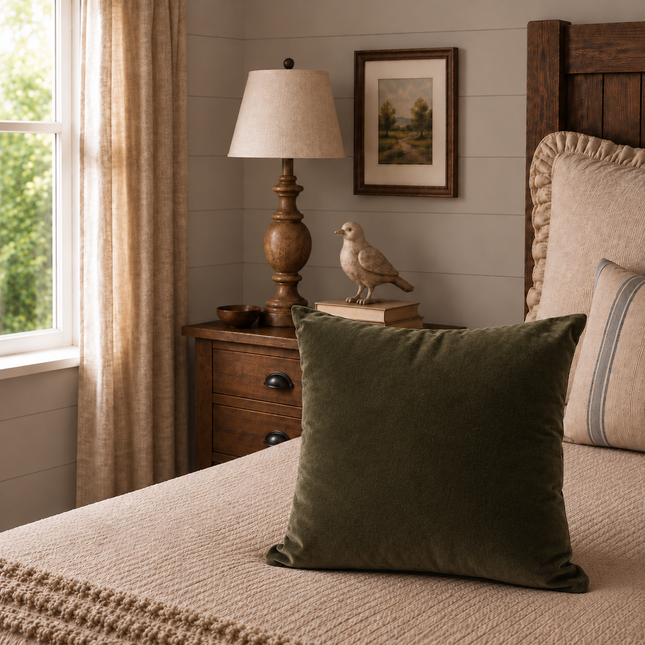 DreamGreen Verve Velvet Cushion Cover - Fern - Square
