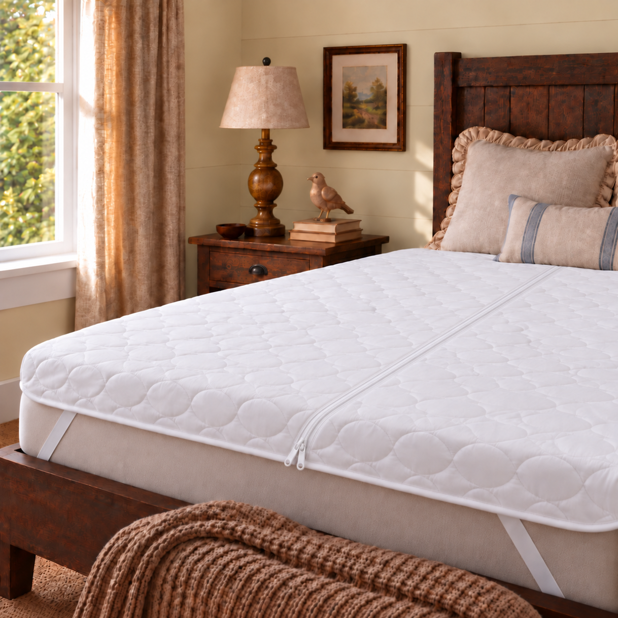 DreamGreen Split and Zip Duo Plus Mattress Protector - Corner Strap