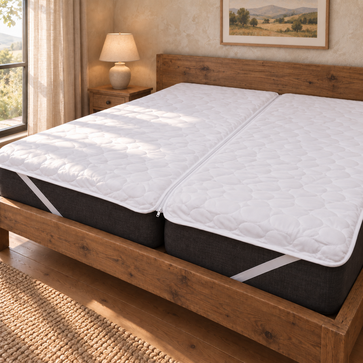 DreamGreen Split and Zip Quilted Mattress Protector - Corner Strap