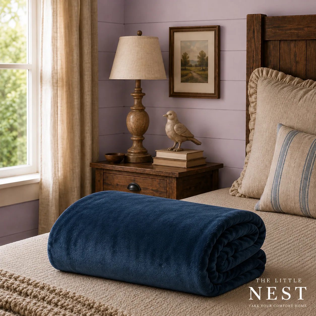 DreamTicket Coral Fleece Blanket Navy