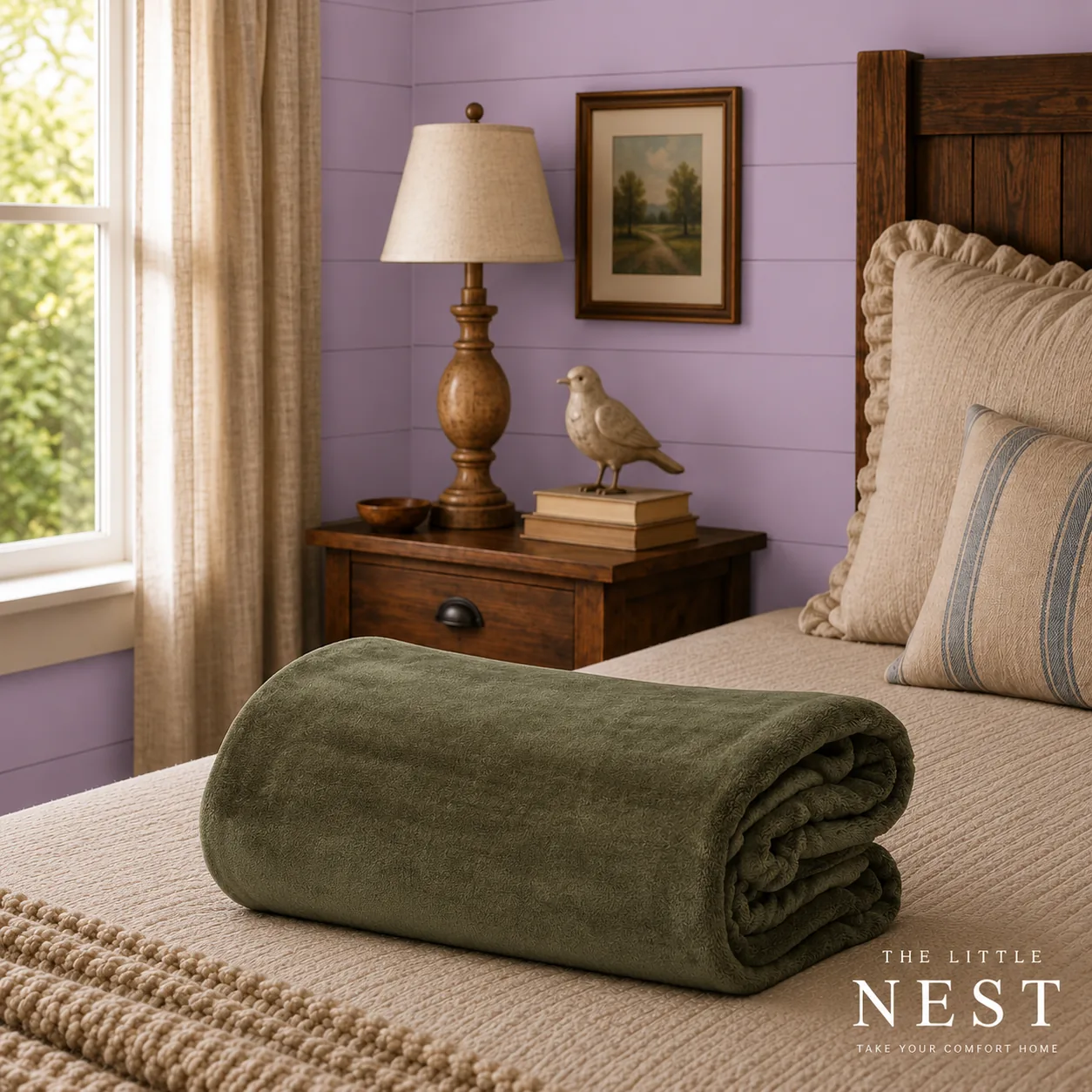 DreamTicket Coral Fleece Blanket Olive