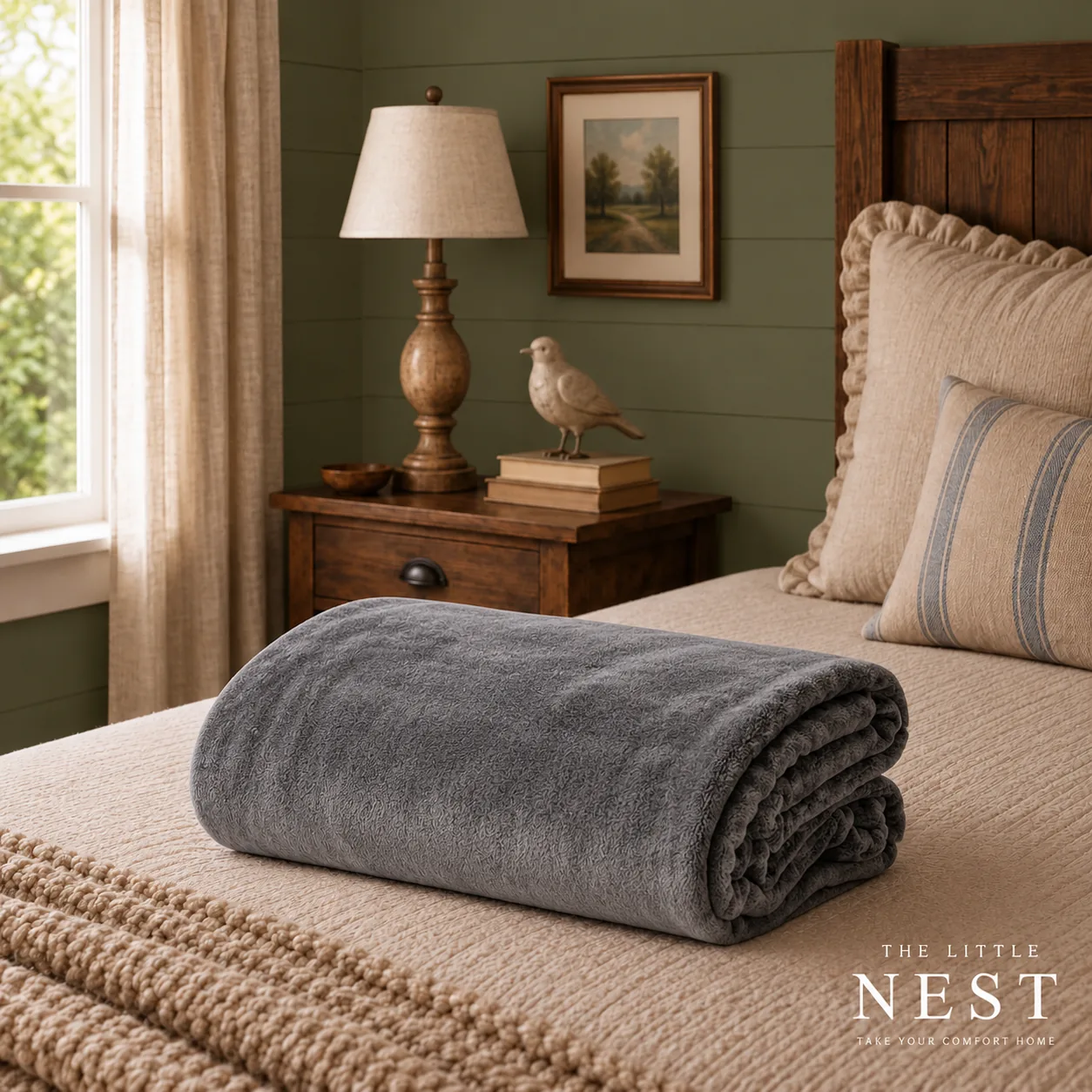 DreamTicket Coral Fleece Blanket Pewter