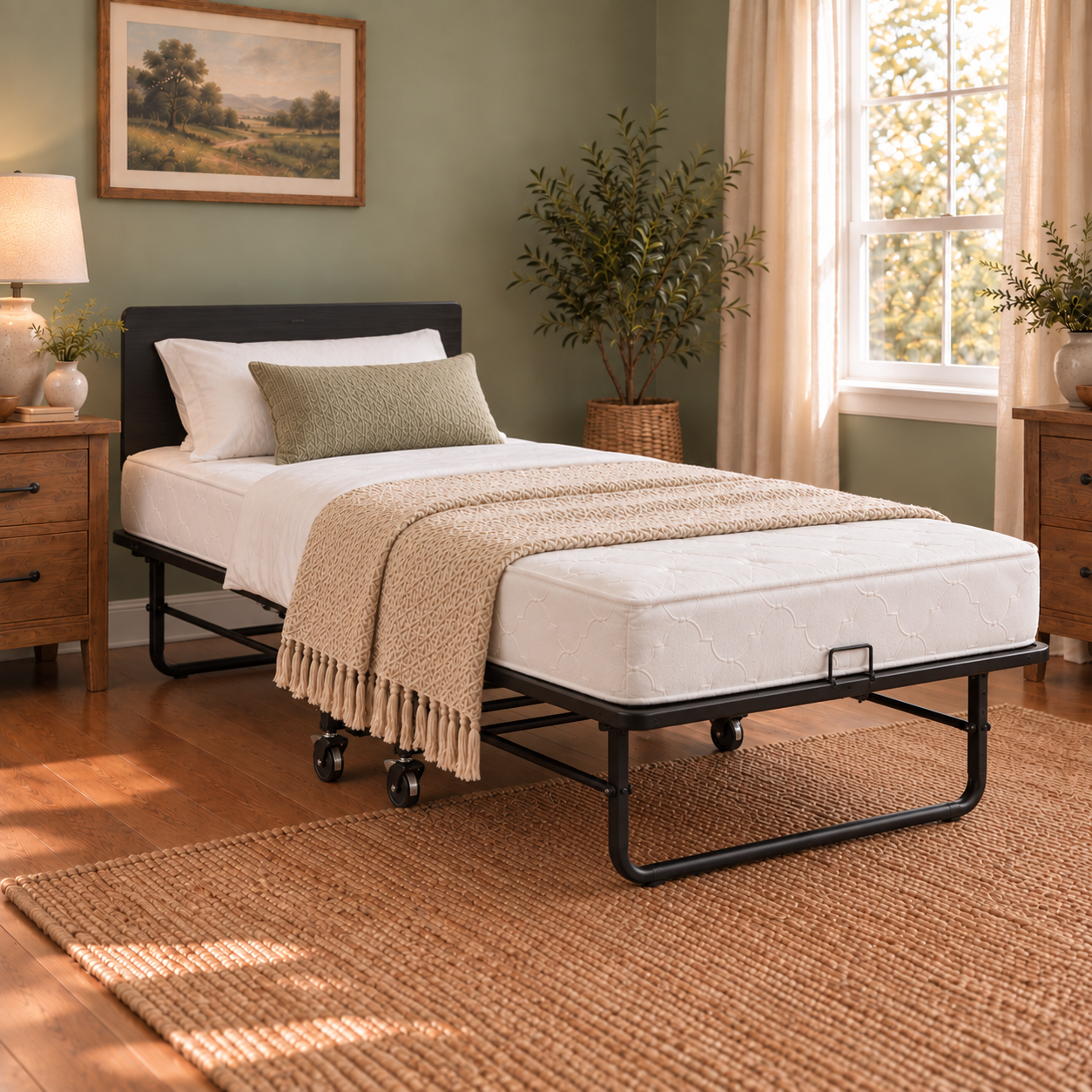 Makers UrbanSteel Folding Rollaway Bed Frame and Mattress