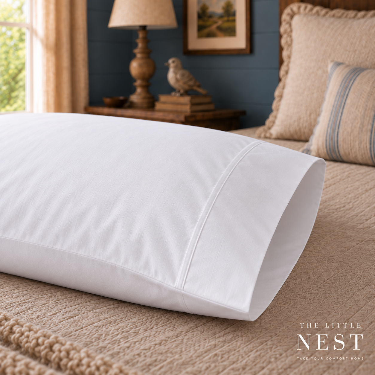 Weavers 220TC Premium Pillow Slip White - Piped & Cuffed