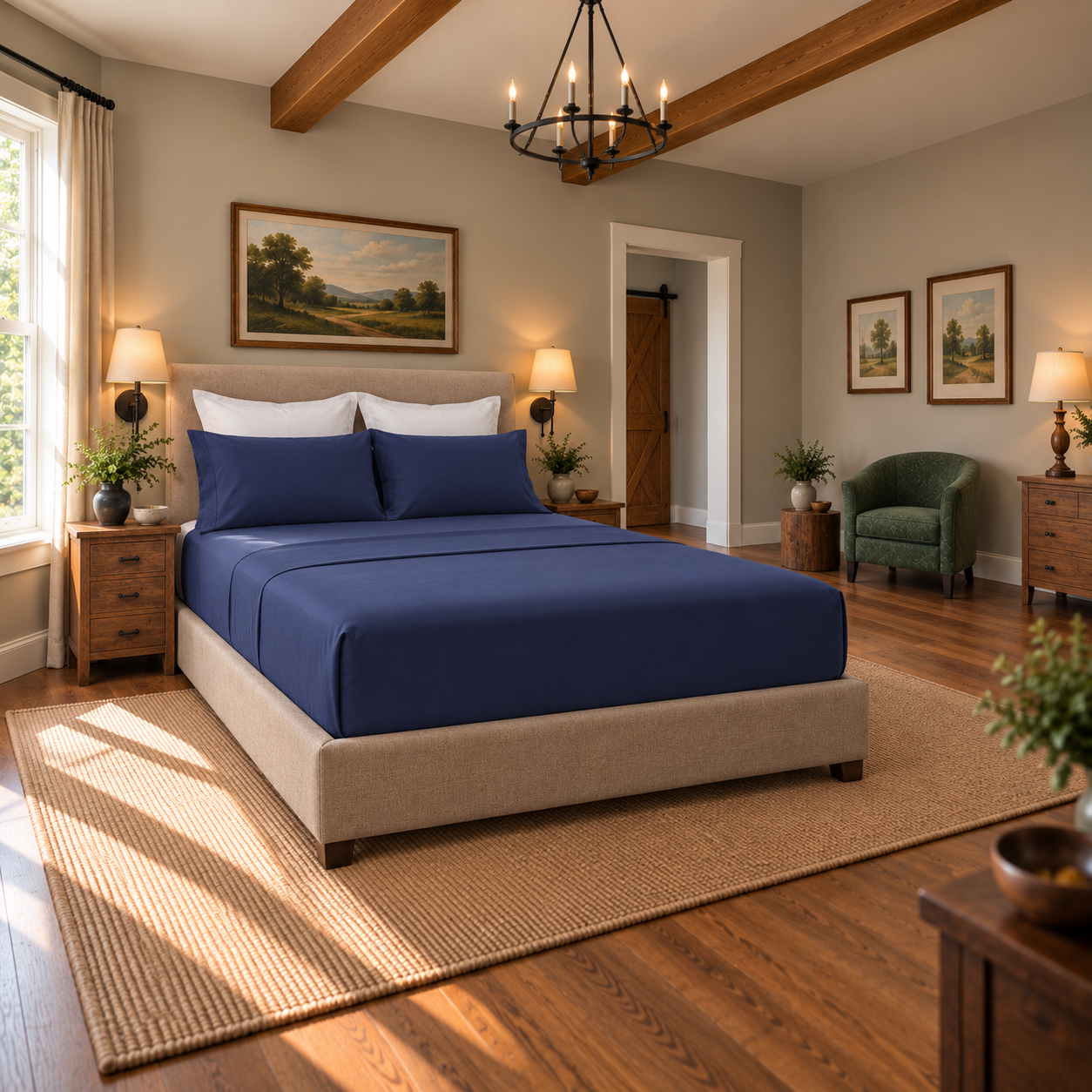 Weavers 220TC Premium Sheeting Fitted Navy