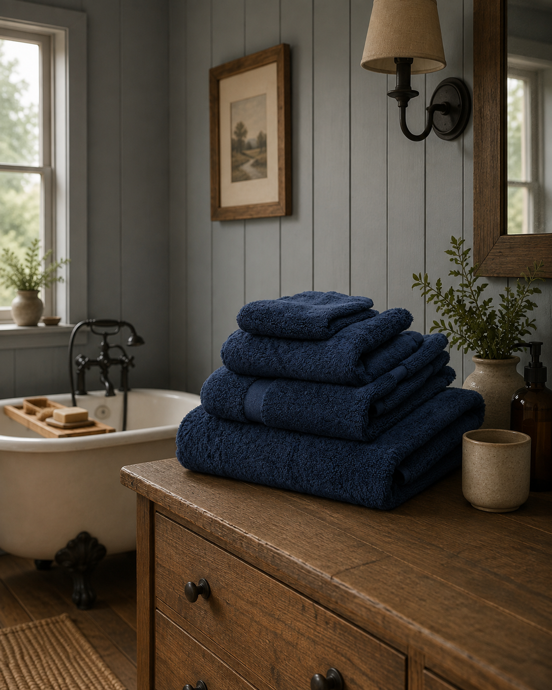 Weavers Cardiff Towelling - Navy
