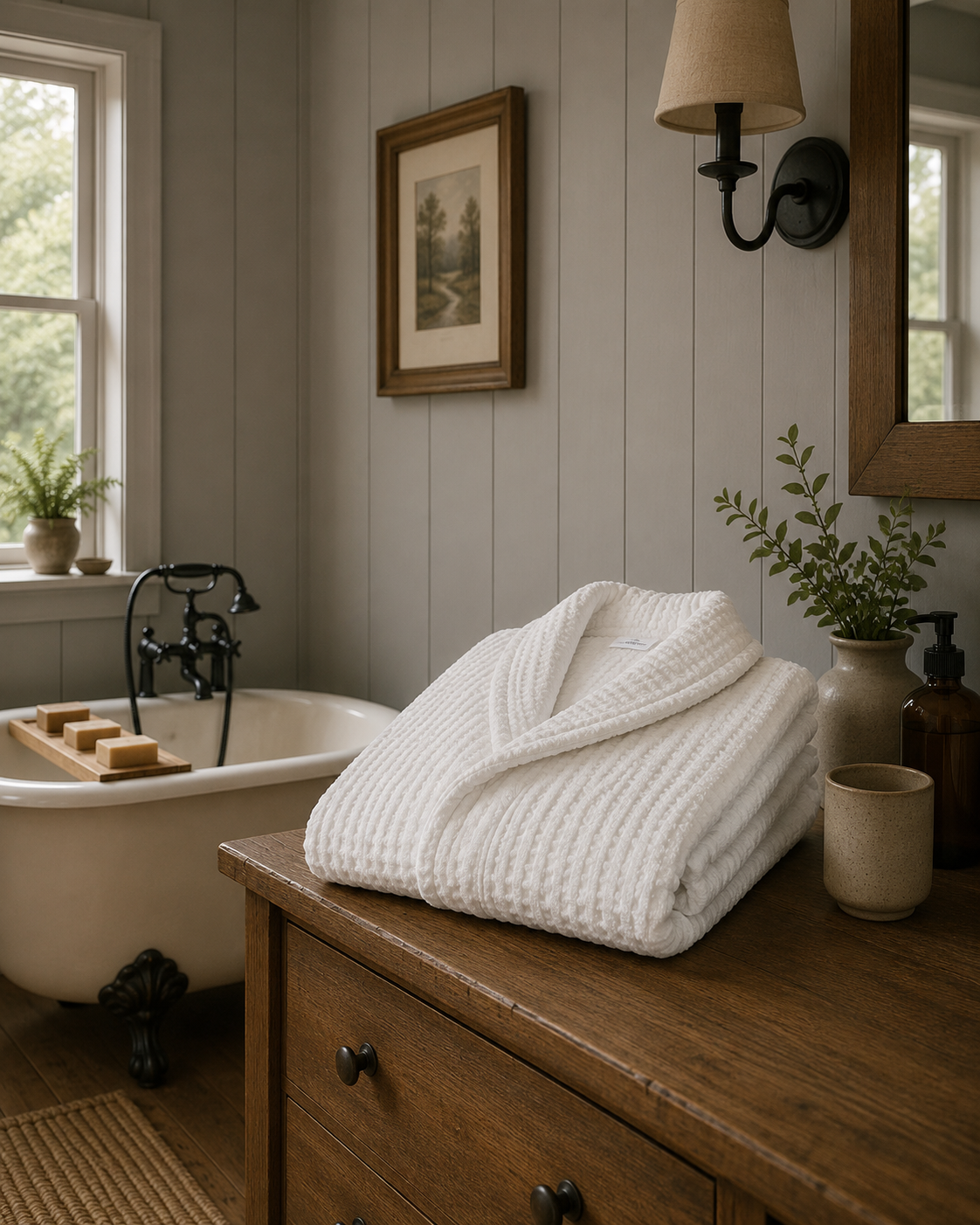 Weavers Grid Bath Robe 100% Cotton - 1420grm