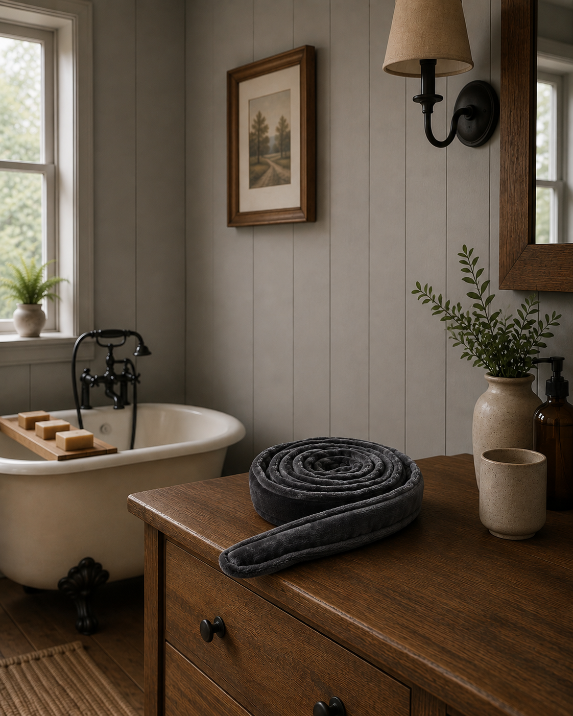 Weavers Velour Bath Robe Belt - Charcoal